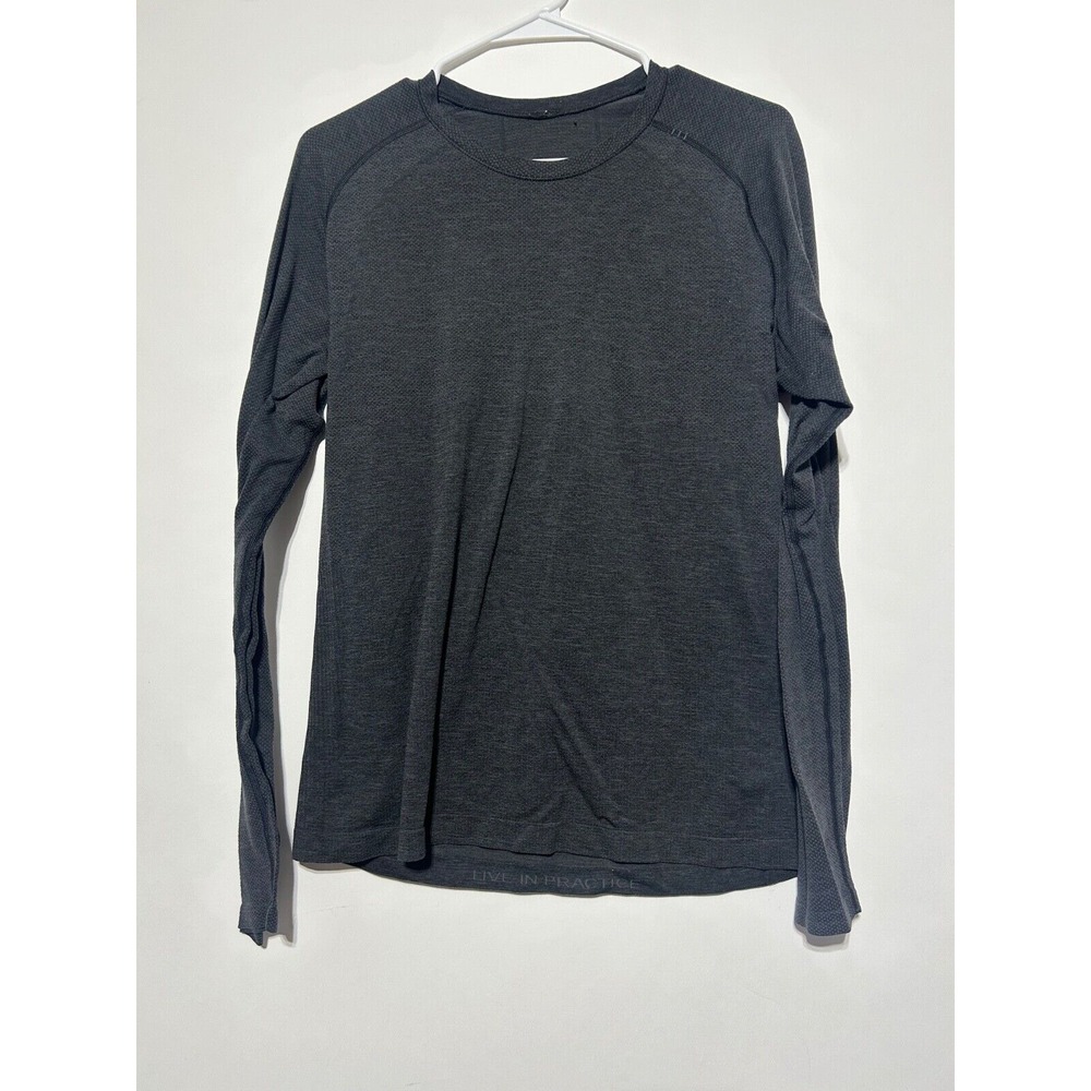 Lululemon Men Size M Long Sleeve Charcoal Gray Swiftly Shirt - Picture 3 of 4